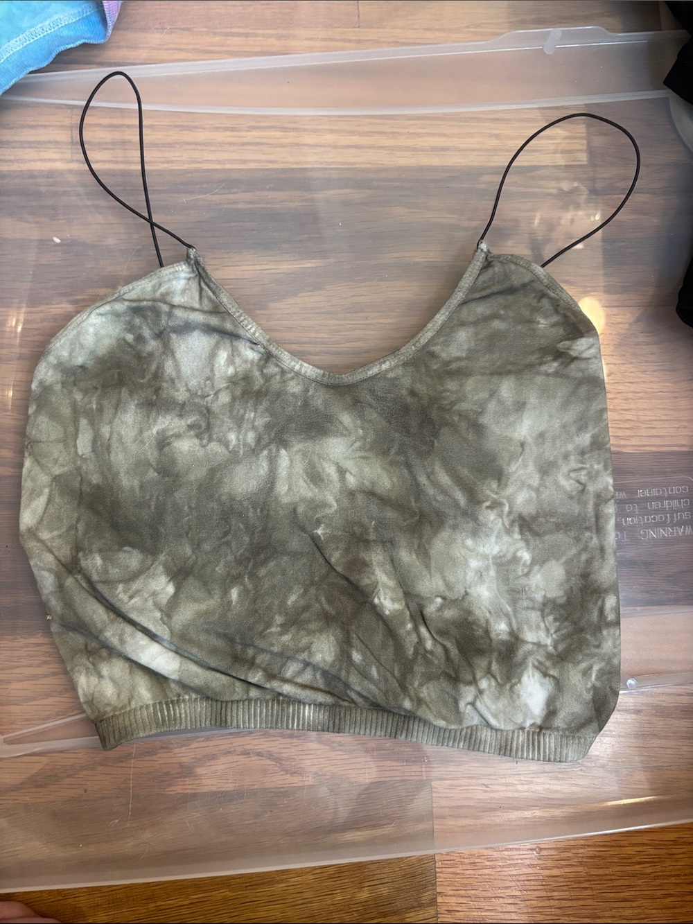 Free People Olive Tie-Dye Spaghetti Strap Crop Top